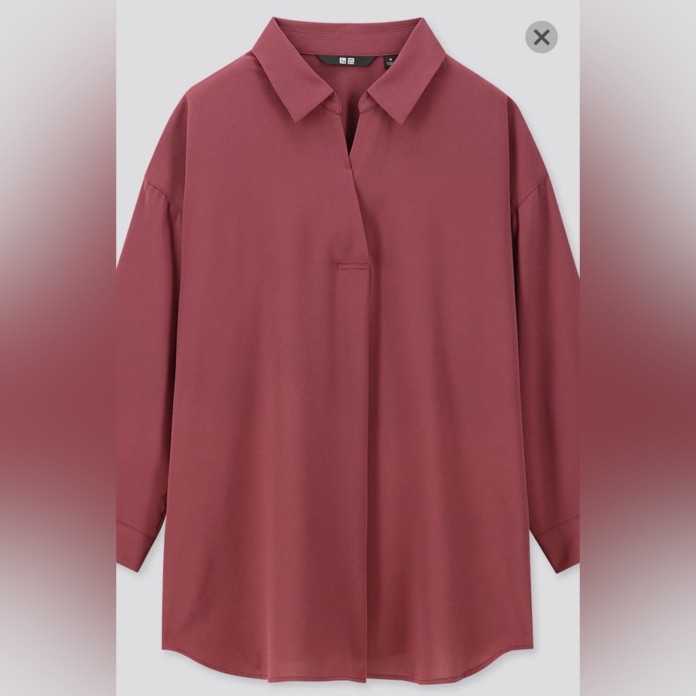 NWOT Uniqlo Skipper collar blouse XL, 3/4 sleeve, fabrication won’t fade/ pill.